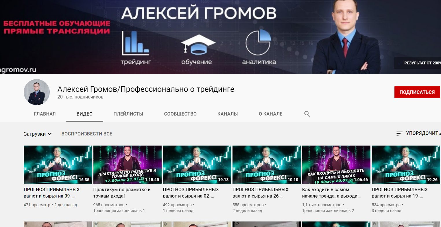 Ютуб канал Алексея Громова