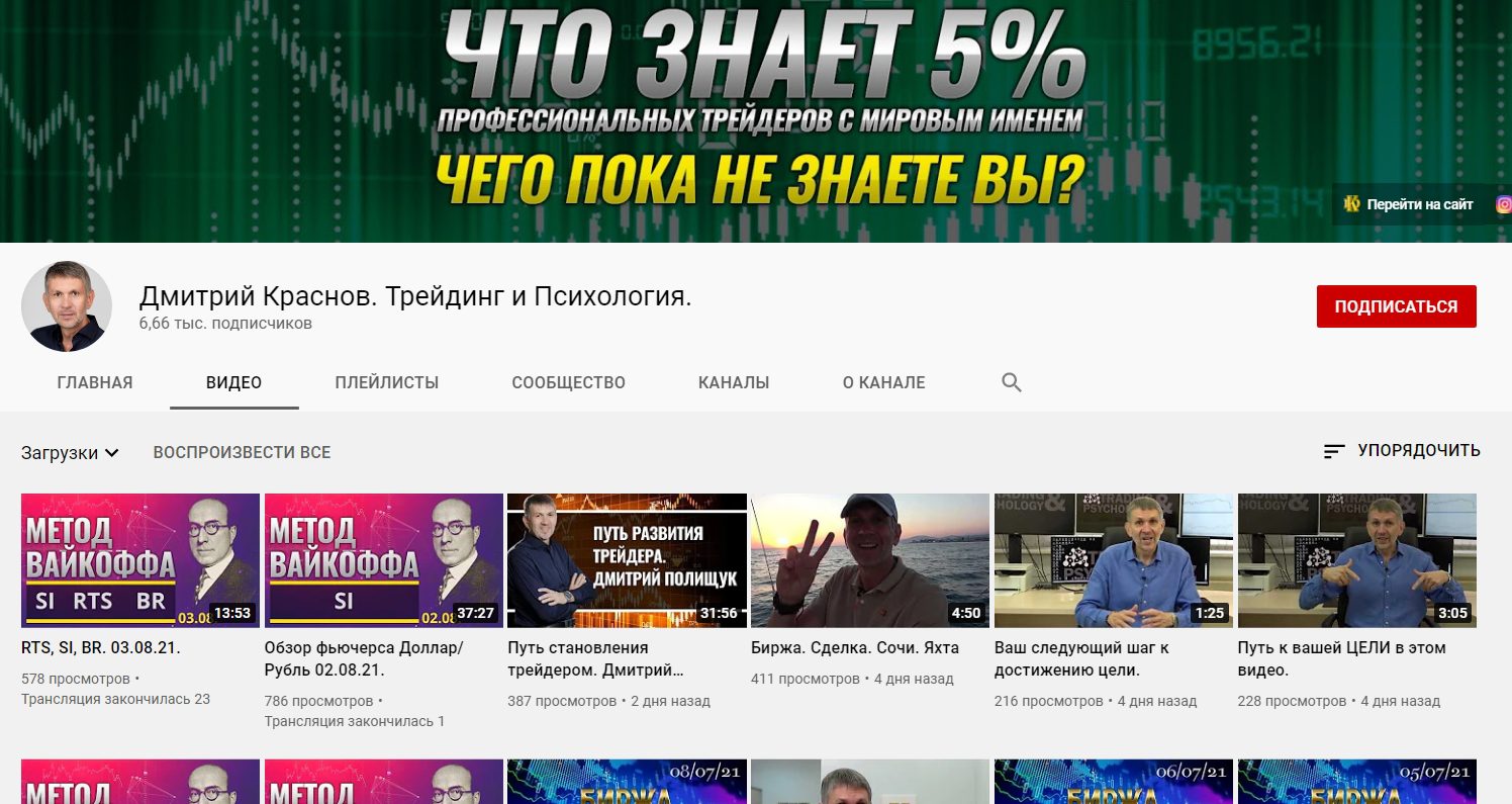 Ютуб канал Дмитрия Краснова
