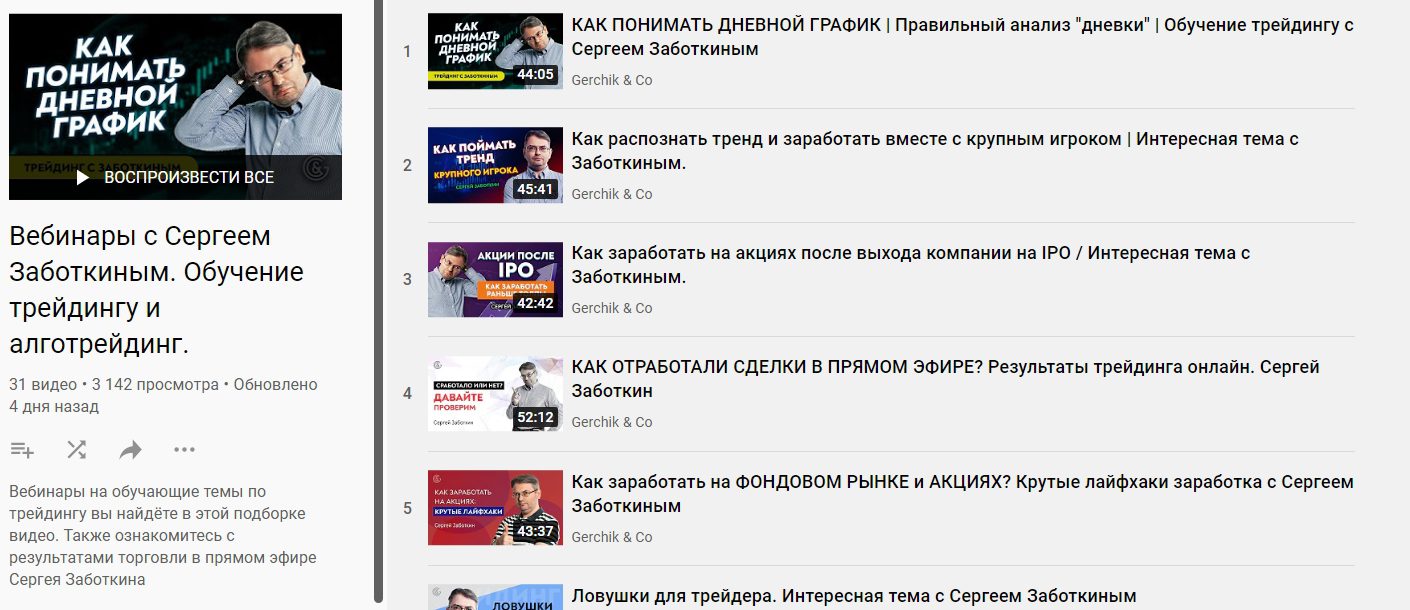 Ютуб канал Сергея Заботкина