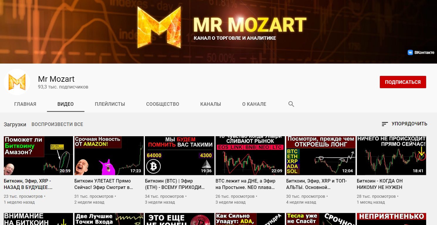 Ютуб-канал проекта Mr Mozart