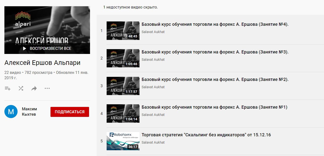 Ютуб канал Алексея Ершова