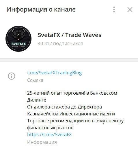 Телеграм-канала SvetaFX 