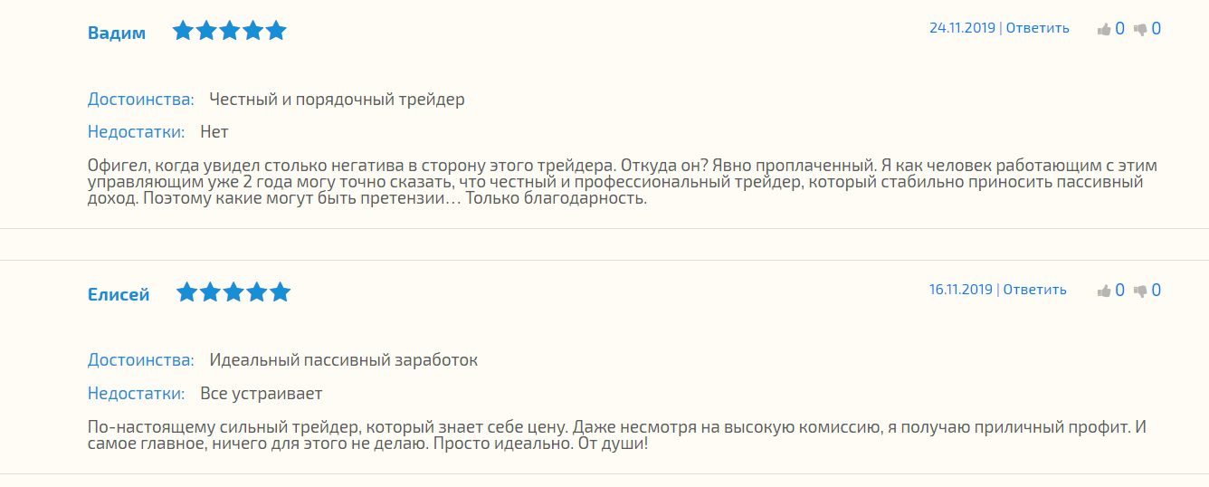 Отзывы клиентов о трейдере Романе Вишневском