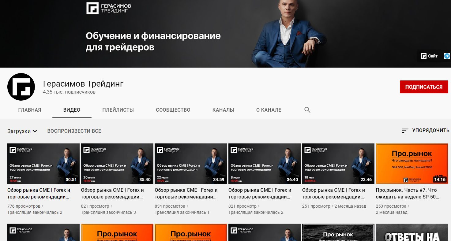 Ютуб-канал трейдера Никиты Герасимова