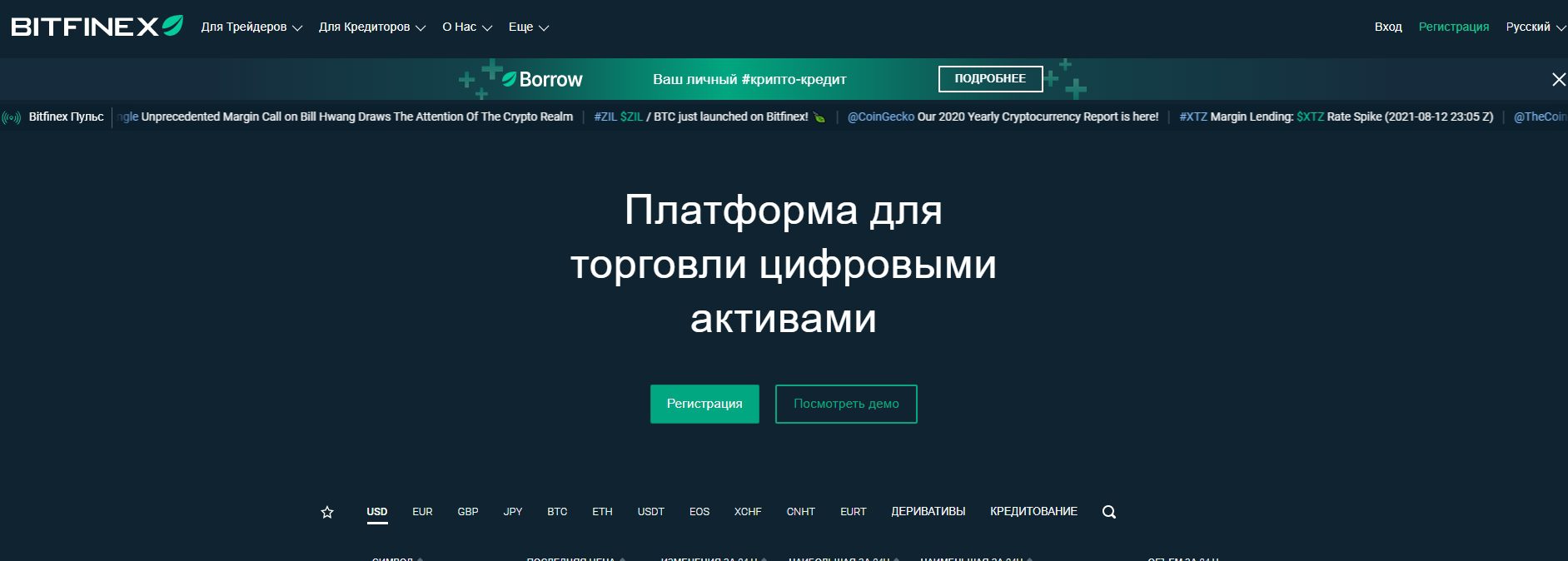 Сайт трейдера Bitfinex