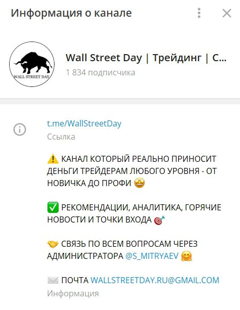 Информация о канале Wall Street Day