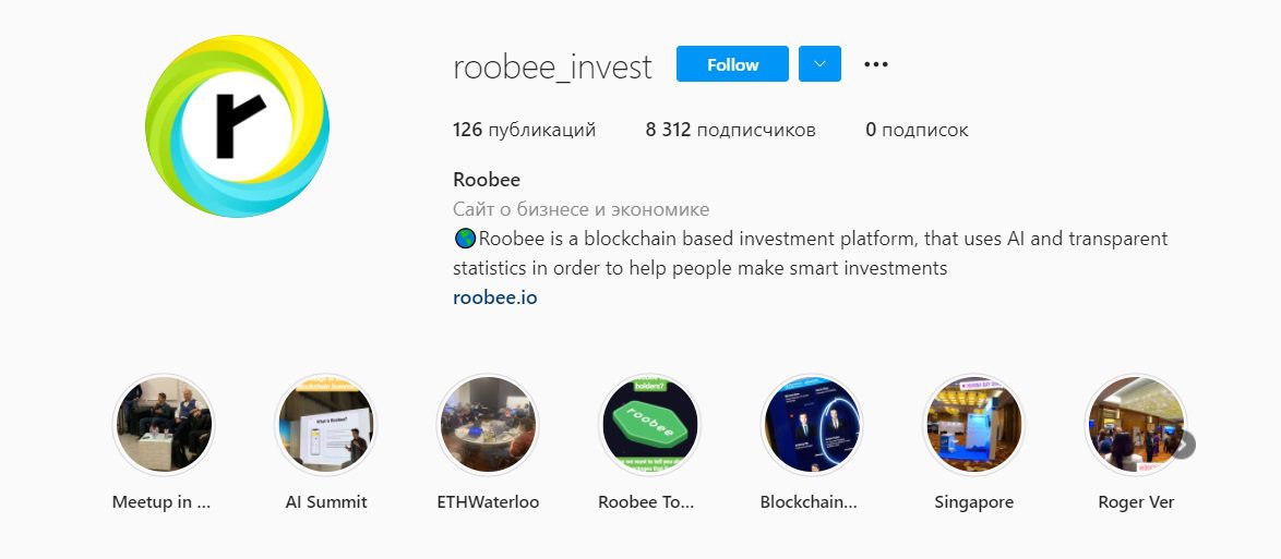 Инстаграм проекта Roobee