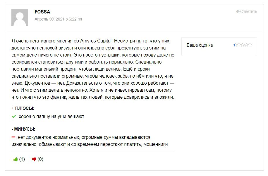 Отзывы сотрудников о Amvros Capital