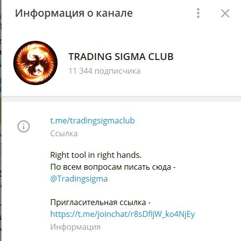 Информация о канале TRADING SIGMA CLUB