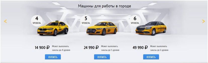 Стоимость машинок в игре Taxi-Money