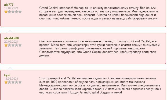 Отзывы о проекте Grand capital