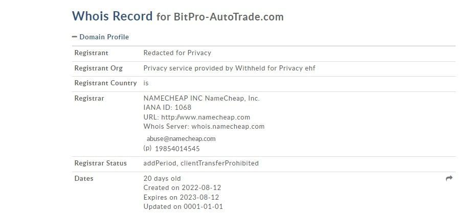 Домен платформы Bitpro Autotrade