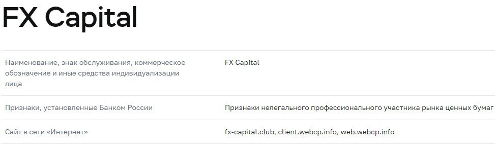 О Fx Capital Clubет