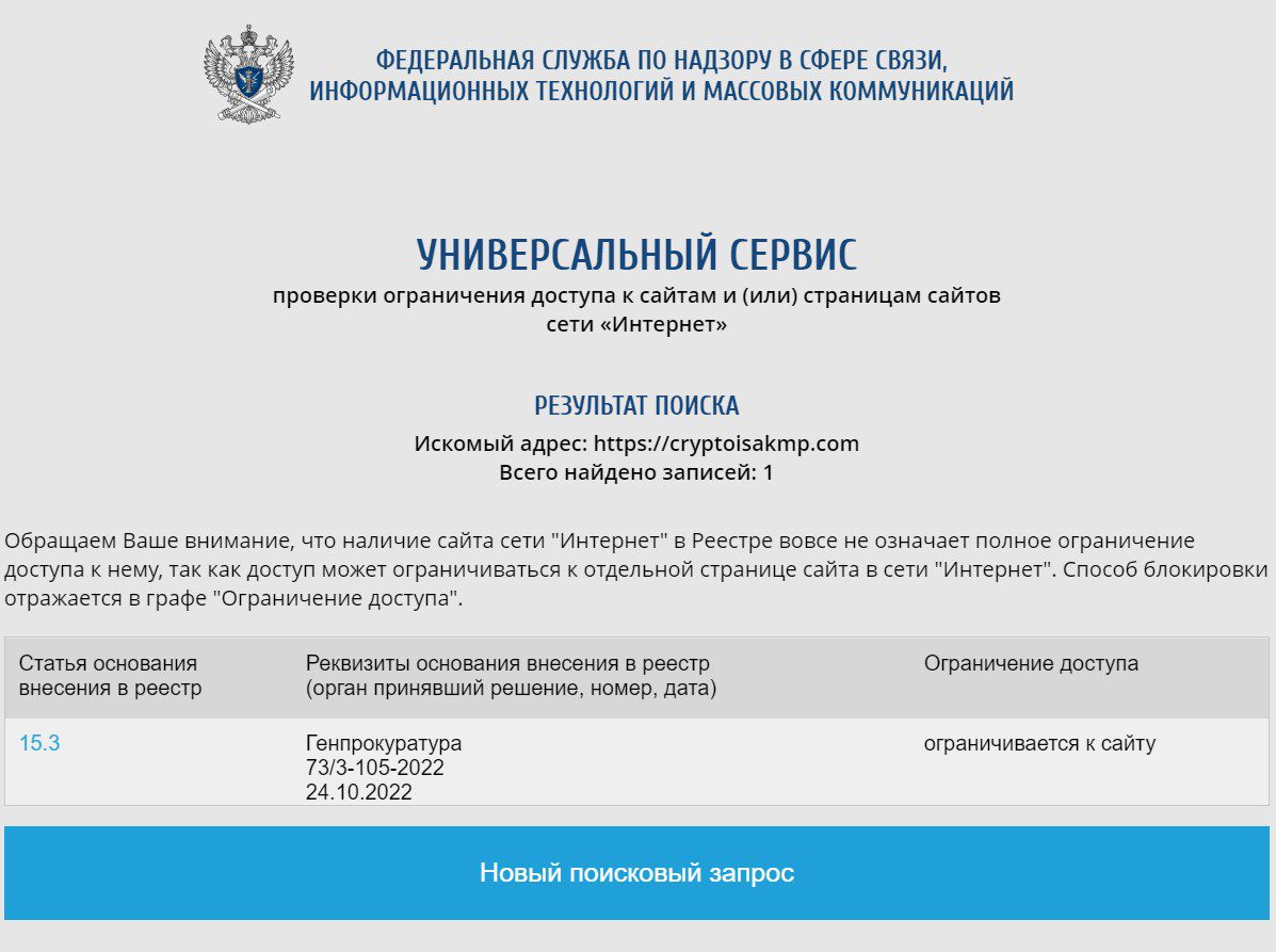 Блокировка AKMP Crypto ЦБ РФ