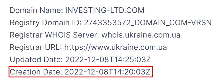 Investing-Ltd.com реестр сайта домен