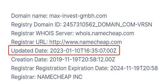 Max Invest Gmbh реестр сайта домен