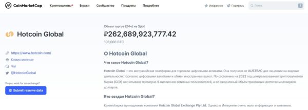 Hotcoin Global биржа койн маркет