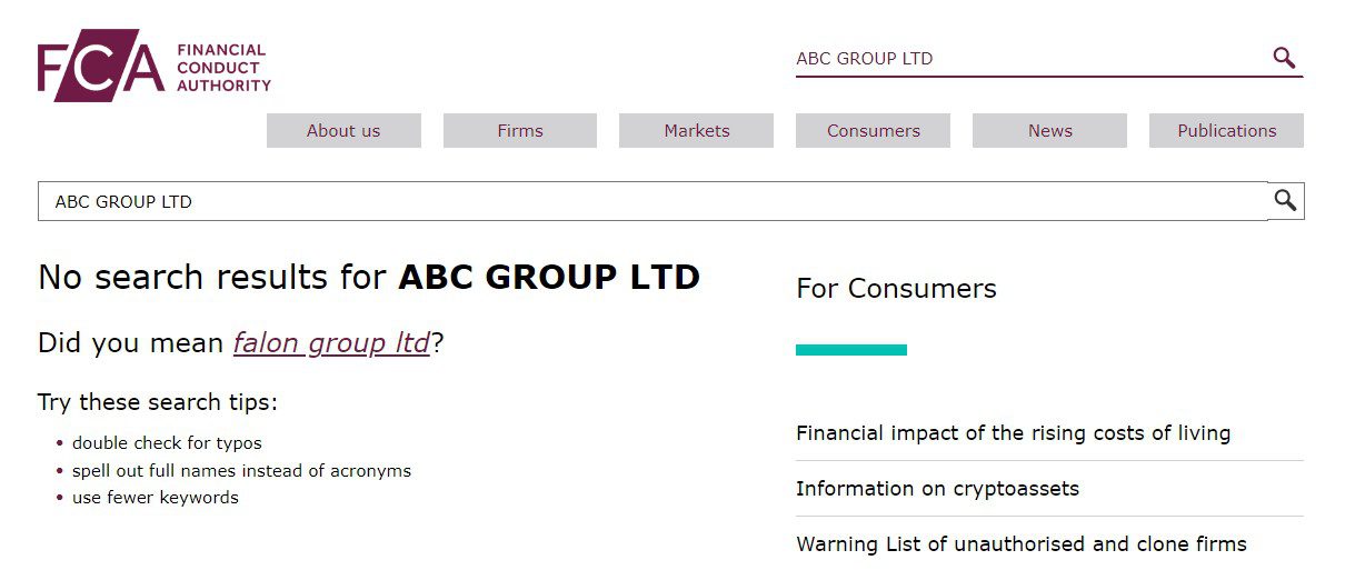 Проверка платформы ABC Group Limited