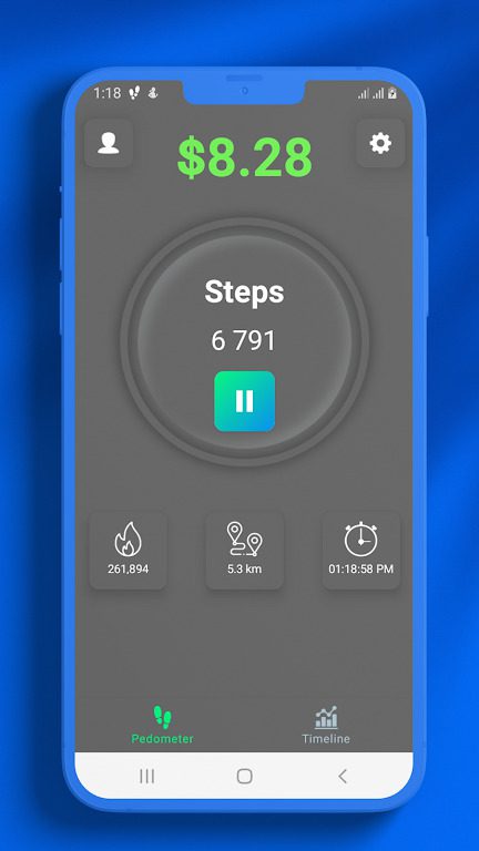 Фитнес-приложение Cash Step для мобильных
