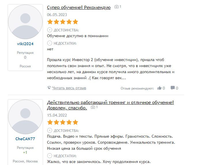 Реальные отзывы клиентов о заработке на канале Евгения Милушкова