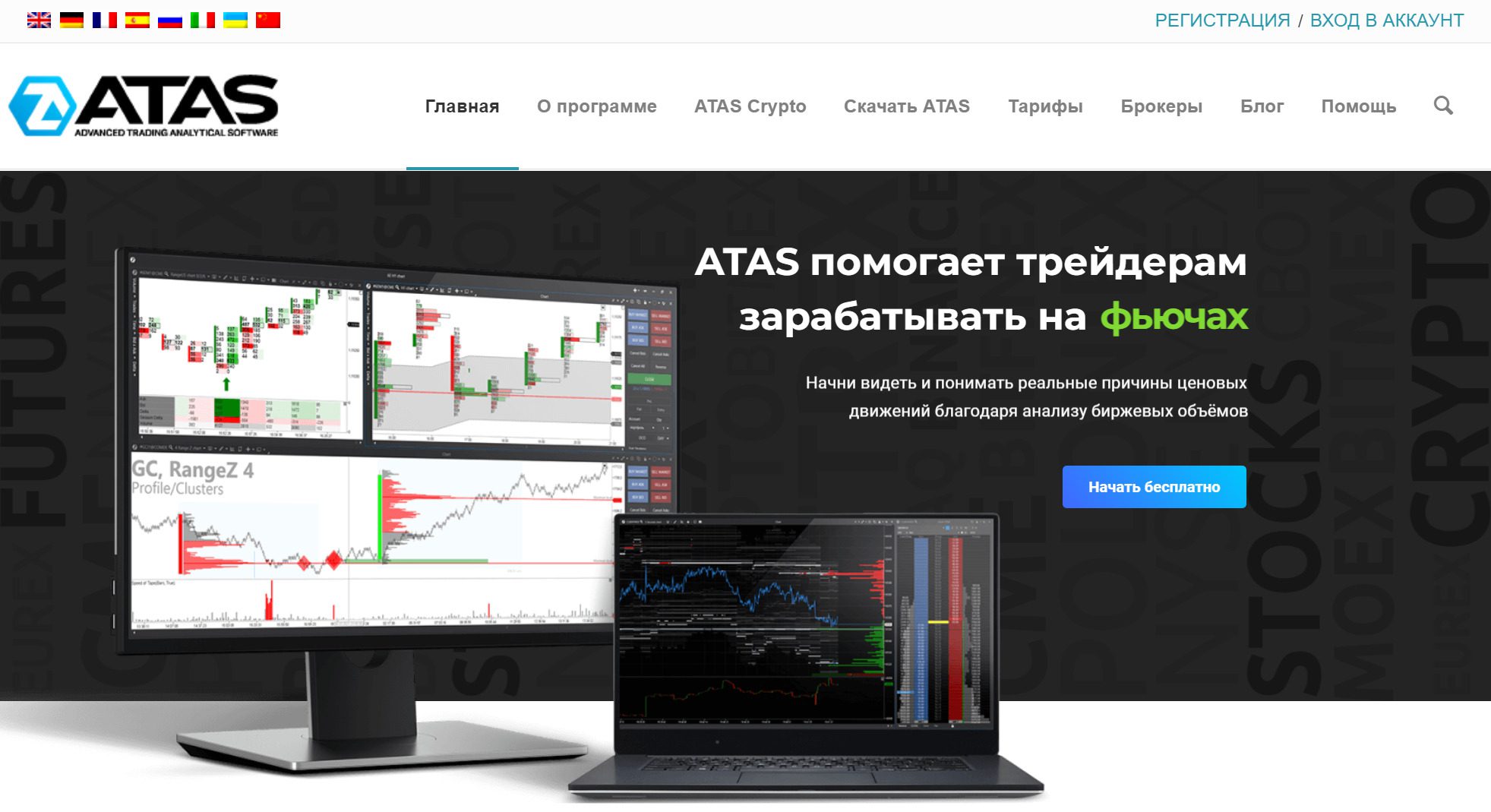 Сайт торговой платформы Atas