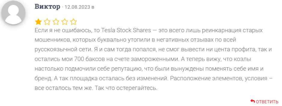 Тарифы брокера Tesla Stock Shares