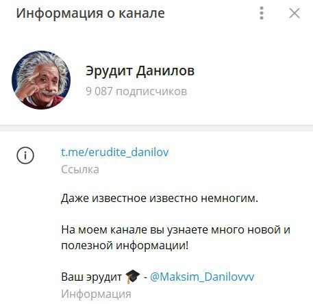 ТГ канал «Эрудит Данилов»